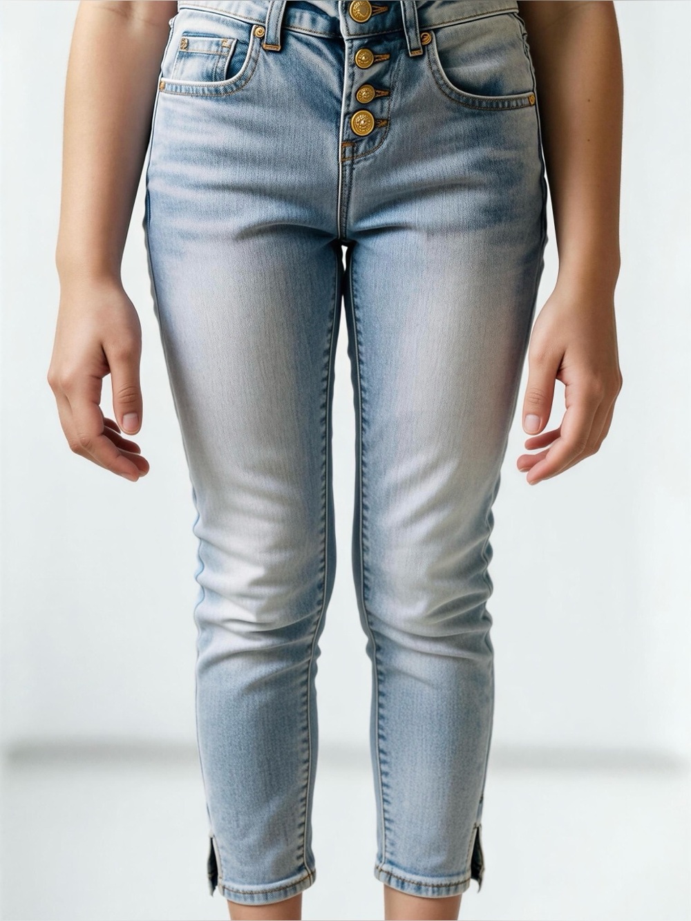 7 For All Mankind Girls Ankle Skinny Jeans Ocean Breeze Button Fly NWT Size 7